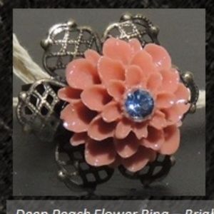 Deep Peach Flower Ring